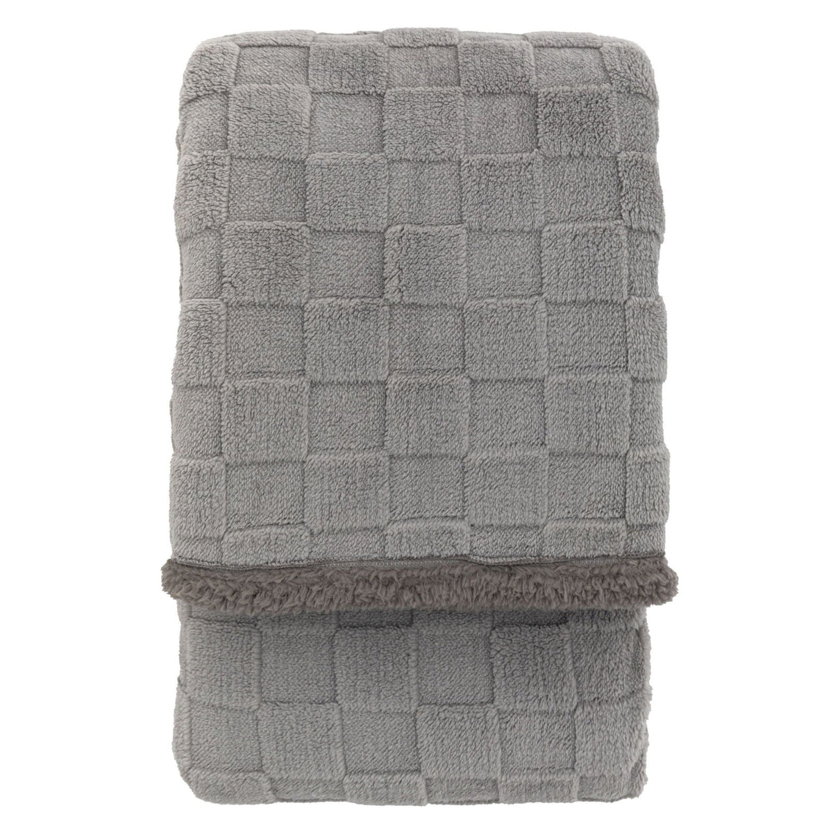 Oakley Checked Sherpa Throw in Grey