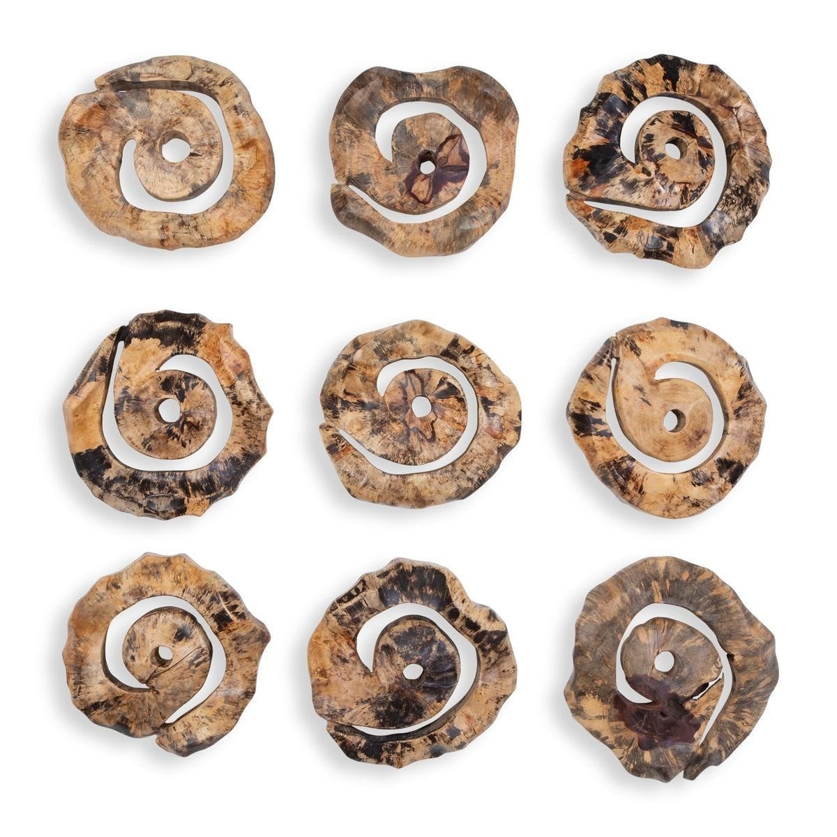 Corkscrew Wood Wall Décor Set of 9