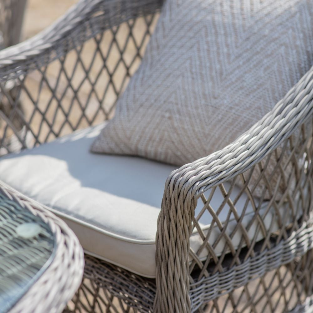 Alicante 6 Seater Oval Rattan Dining Set in Stone