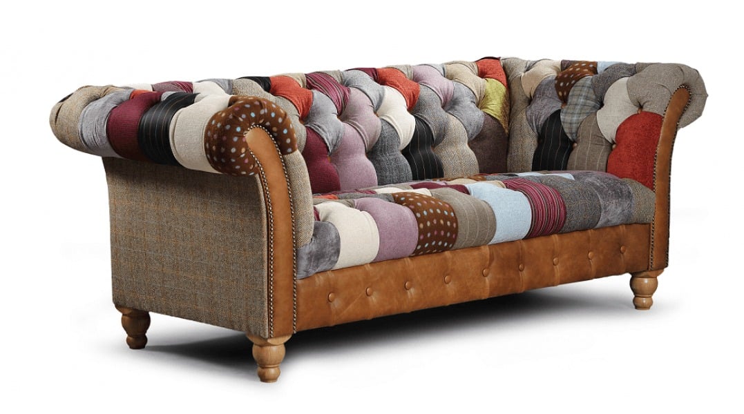 Harlequin Patchwork 2 Seat Sofa with Plain Back & Sides