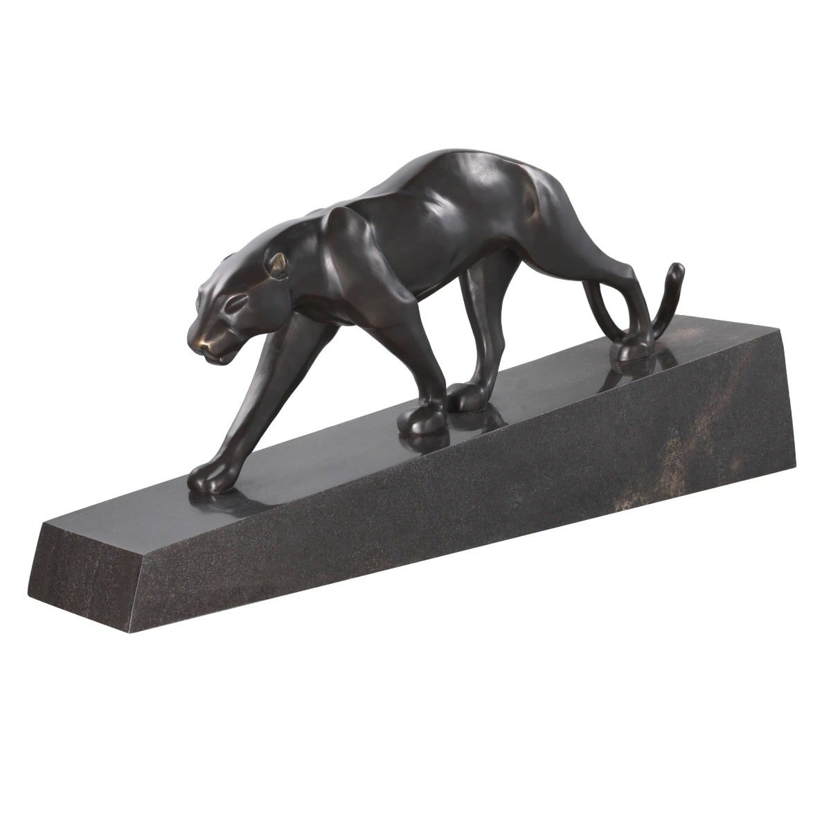 Bronze Pantherae on Marble Base
