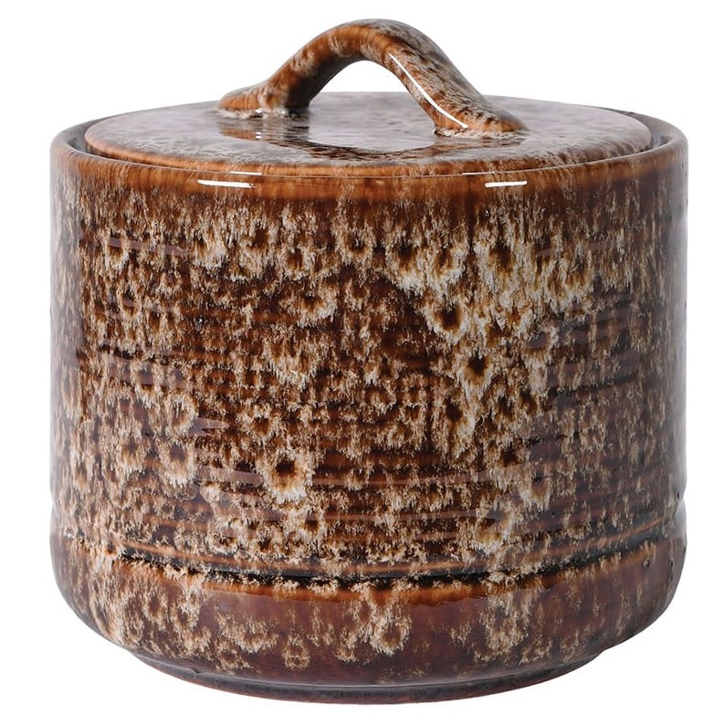 Mottled Brown Lidded Pot