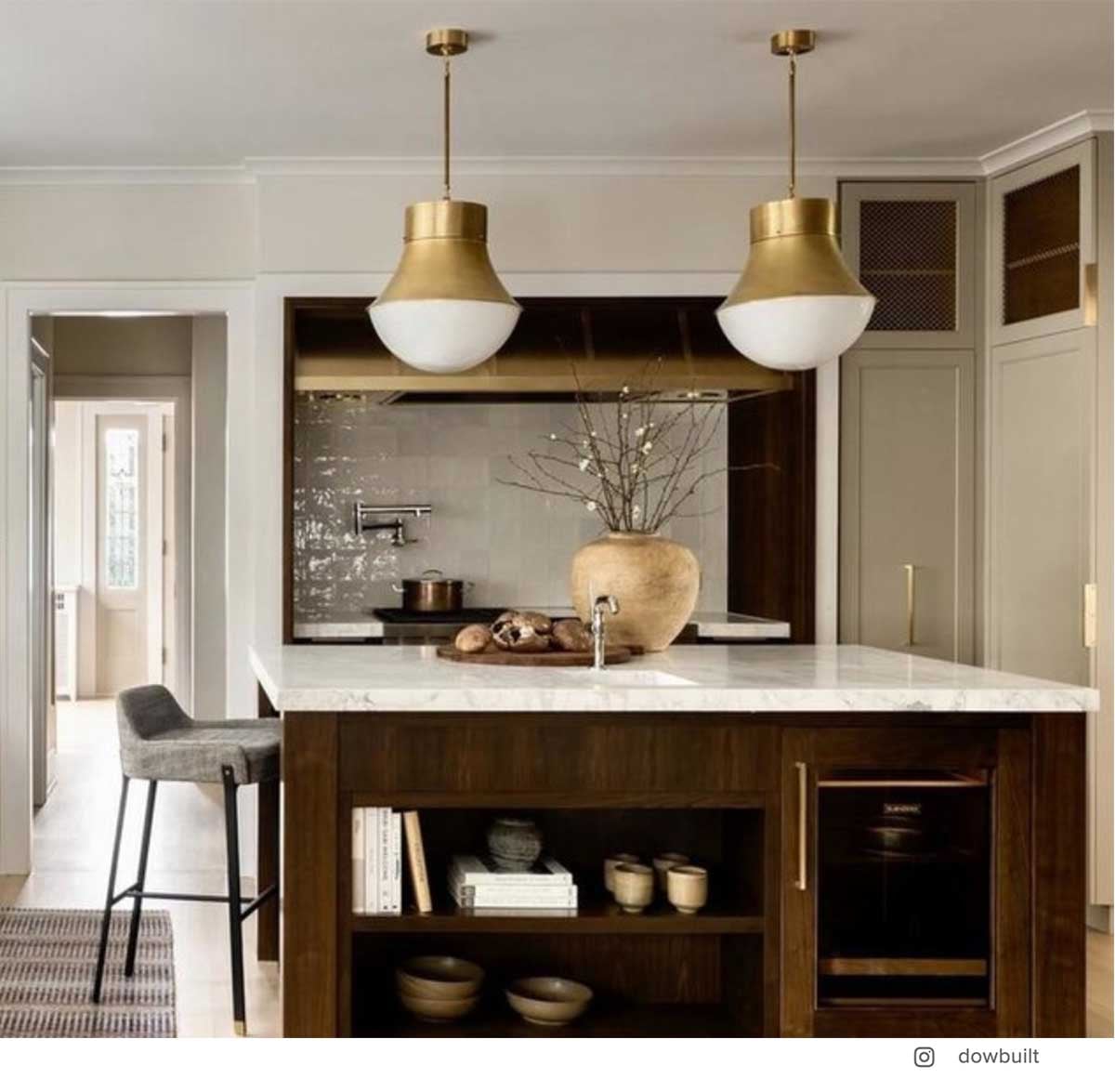Precision Large Pendant in Antique-Burnished Brass with White Glass