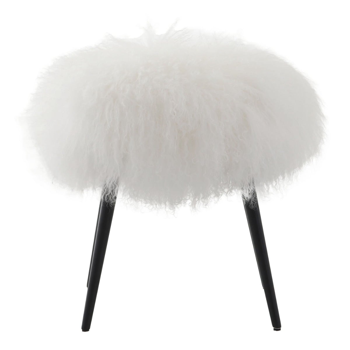 Baaarb Stool in White Long Sheepskin