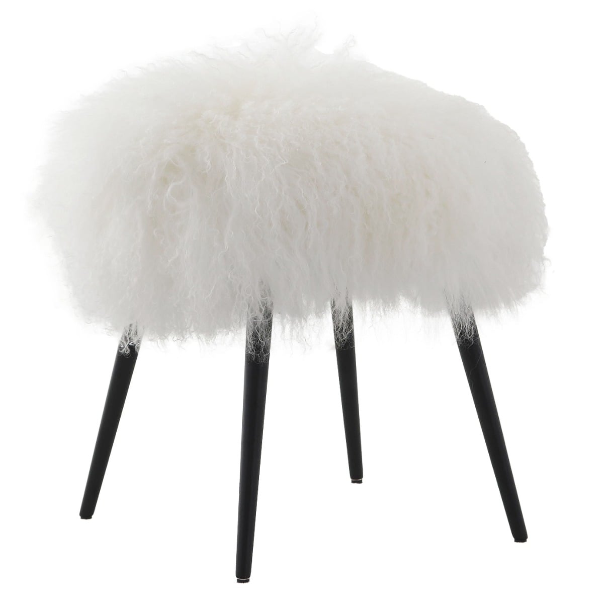 Baaarb Stool in White Long Sheepskin