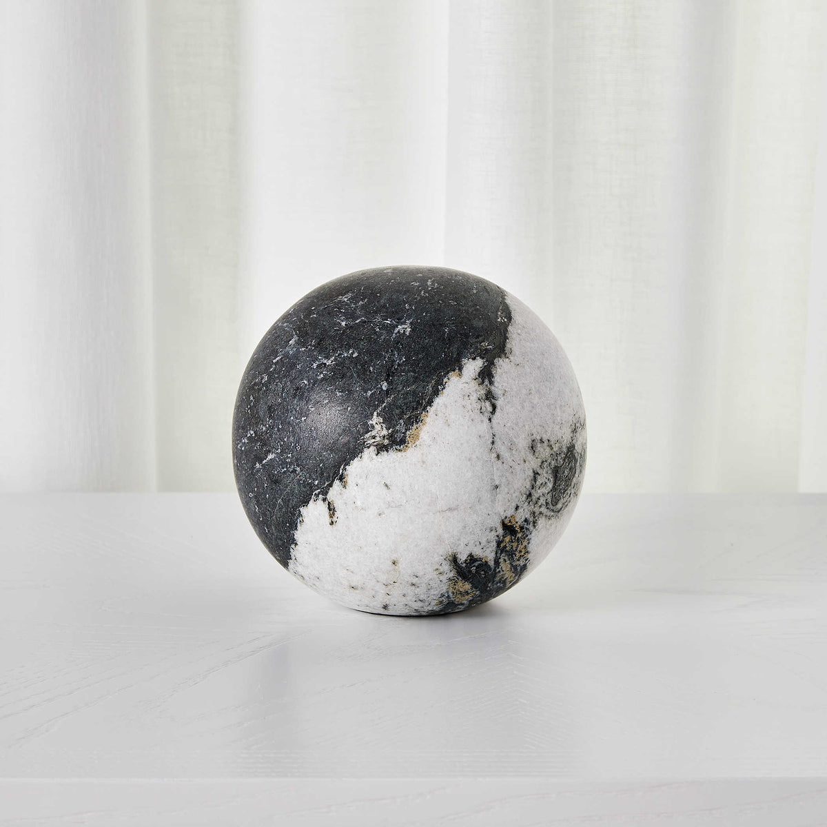 Orb Ornament in Black and White Panda Marble