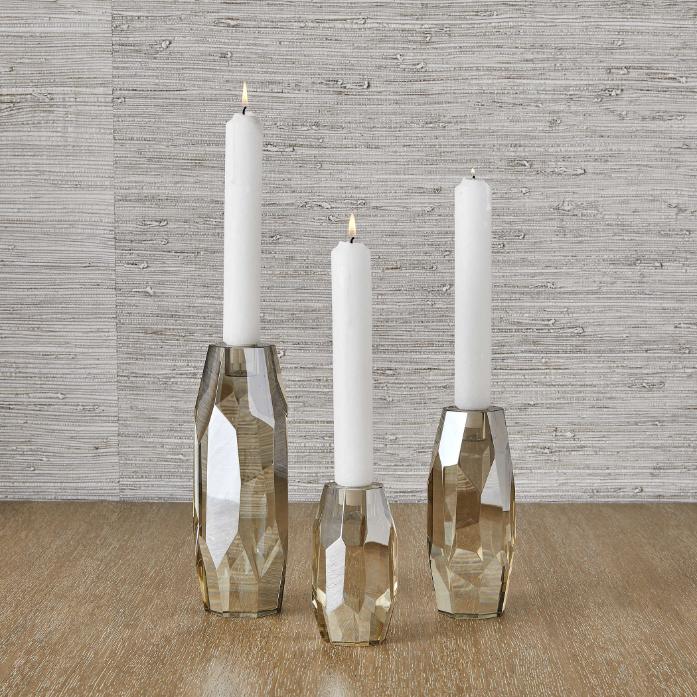 Multifaceted Taper Candleholders - Crystal, Set of 3