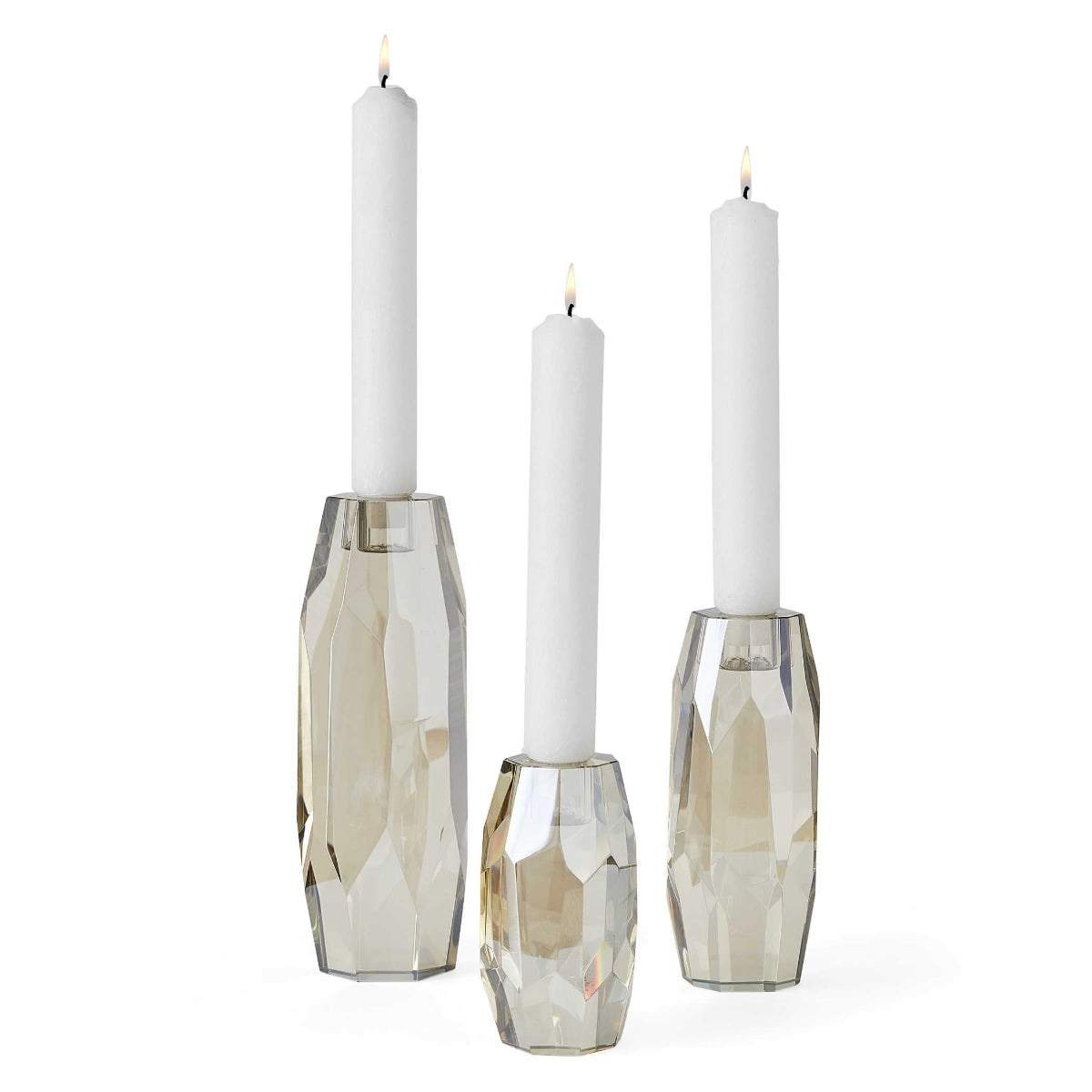 Multifaceted Taper Candleholders - Crystal, Set of 3