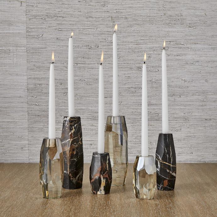 Multifaceted Taper Candleholders - Crystal, Set of 3