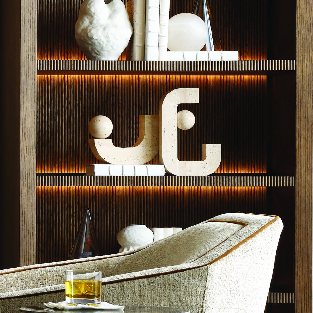 Modern Equilibrium Sculptures in Travertine - Set of 2