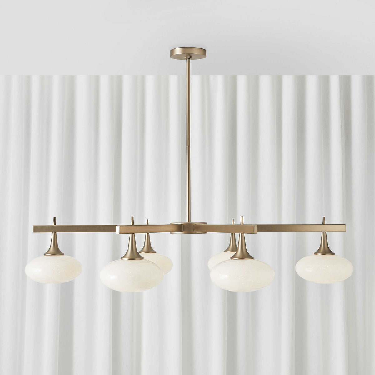 Suspension 6 Light Chandelier in Rich Brass