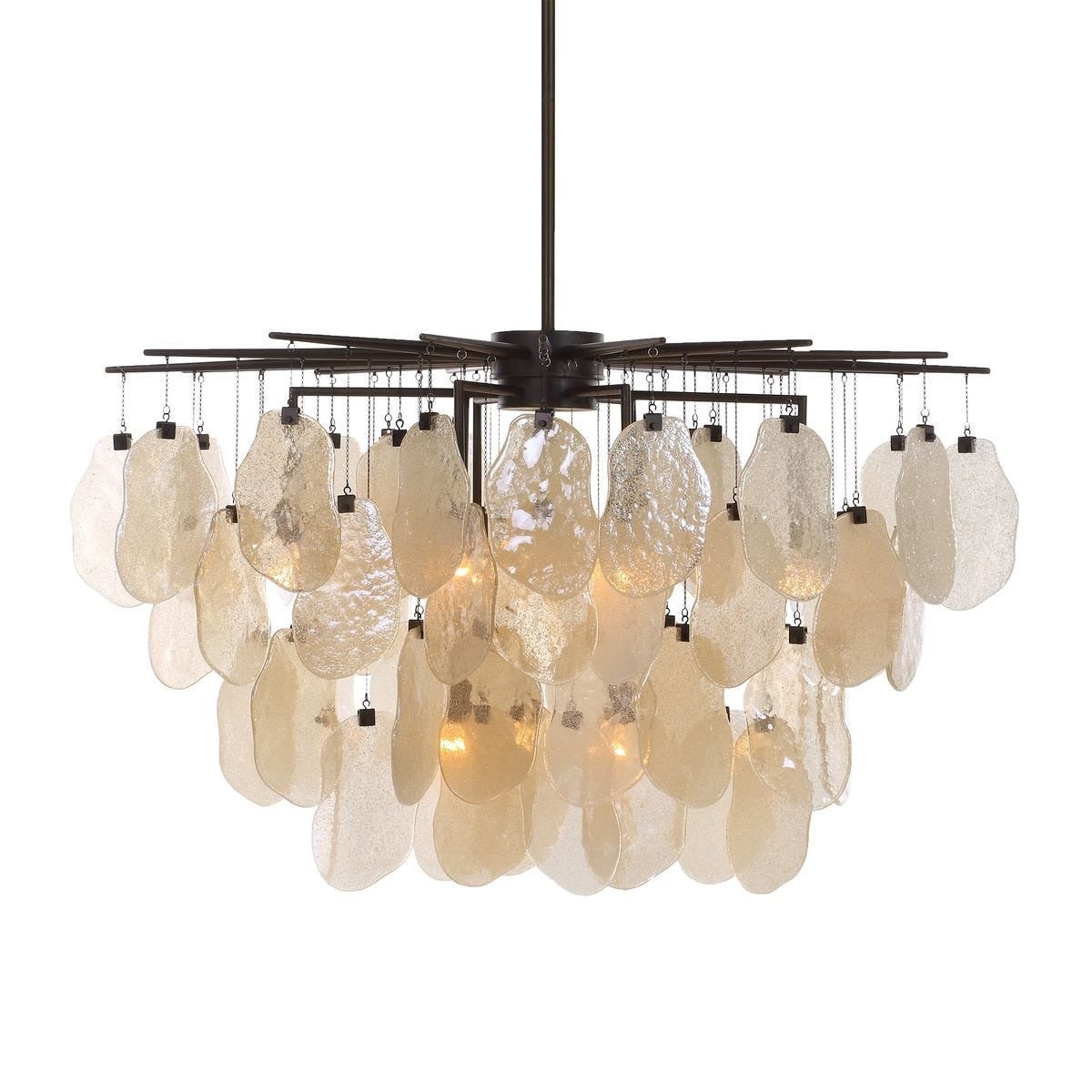 Seeded Shield 8 Light Chandelier in Champagne