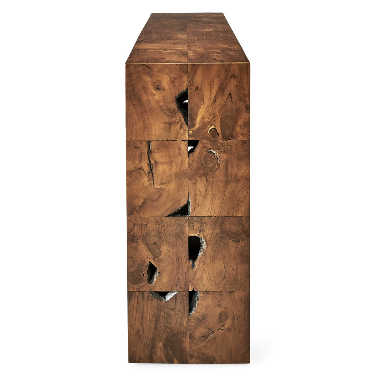 Teak Tac Toe Console Table - Caramel