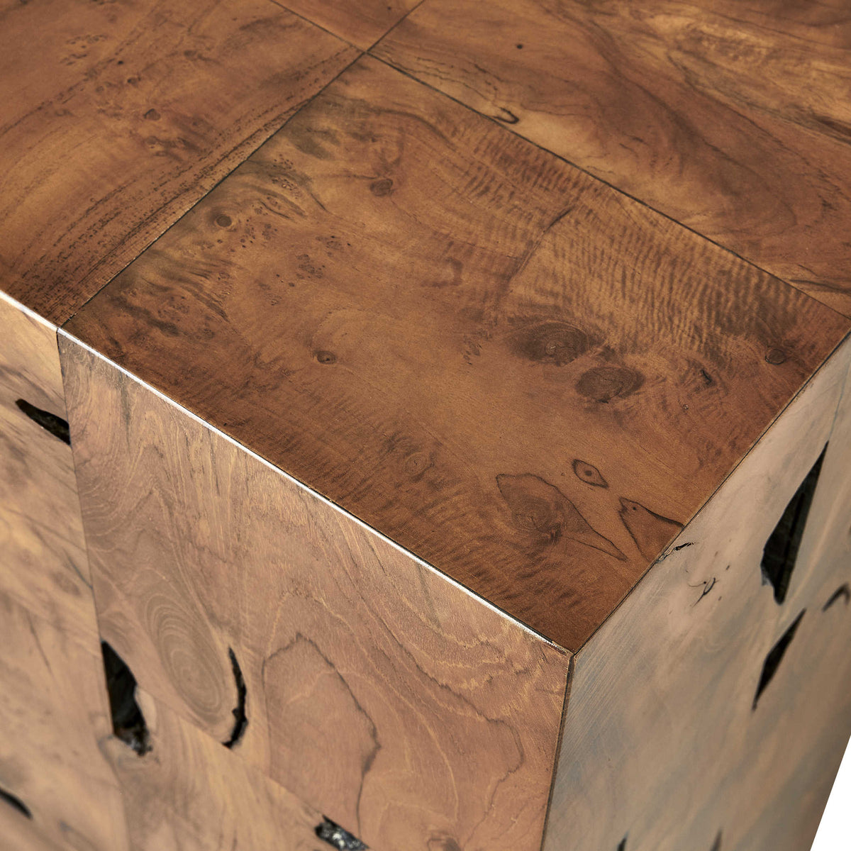 Teak Tac Toe Console Table - Caramel