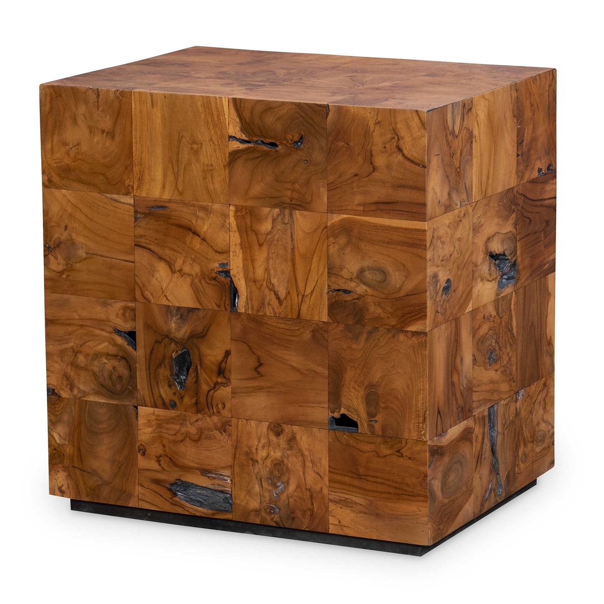Teak Tac Toe End Table - Caramel