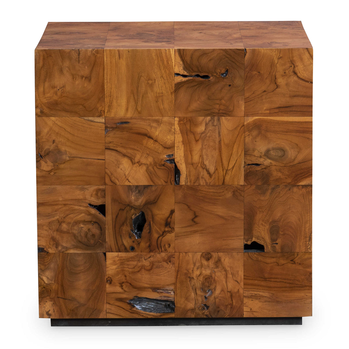Teak Tac Toe End Table - Caramel