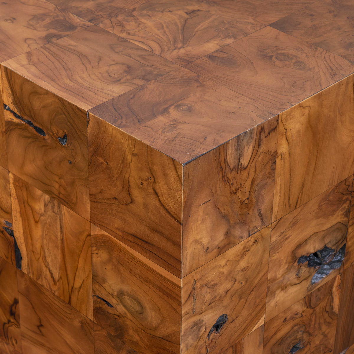 Teak Tac Toe End Table - Caramel