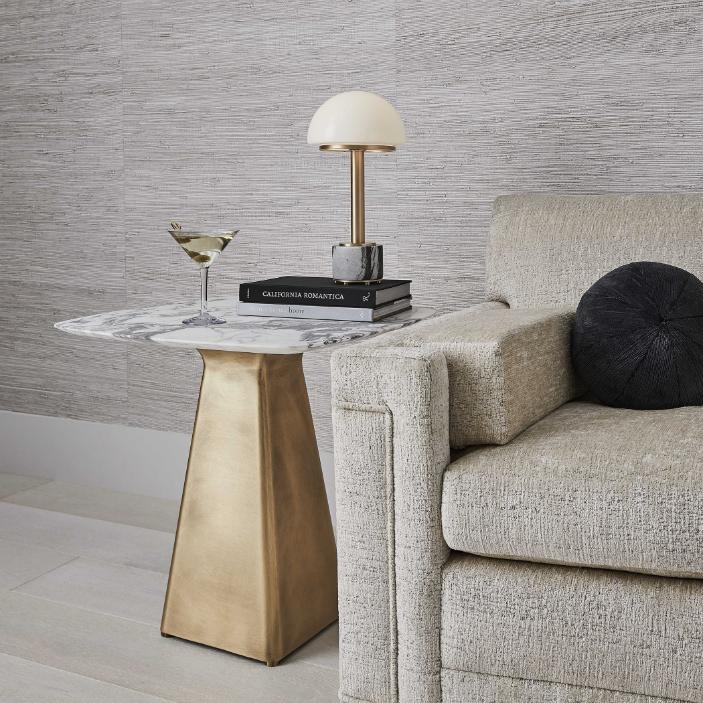 Equilateral Side Table Marble/Brass