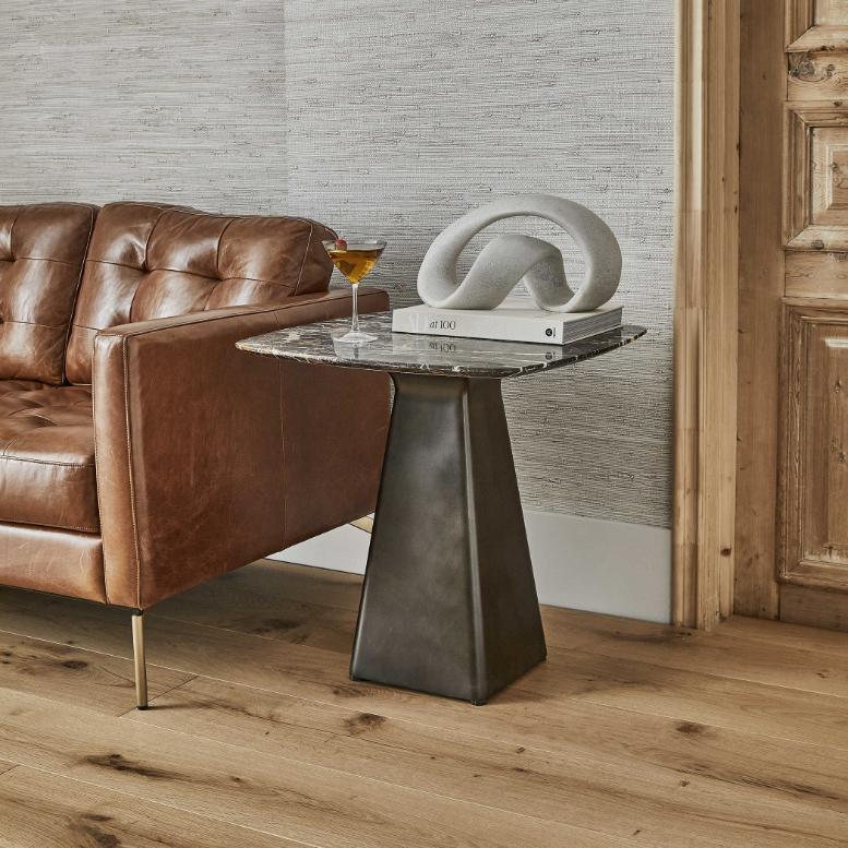 Equilateral Side Table Marble/Bronze