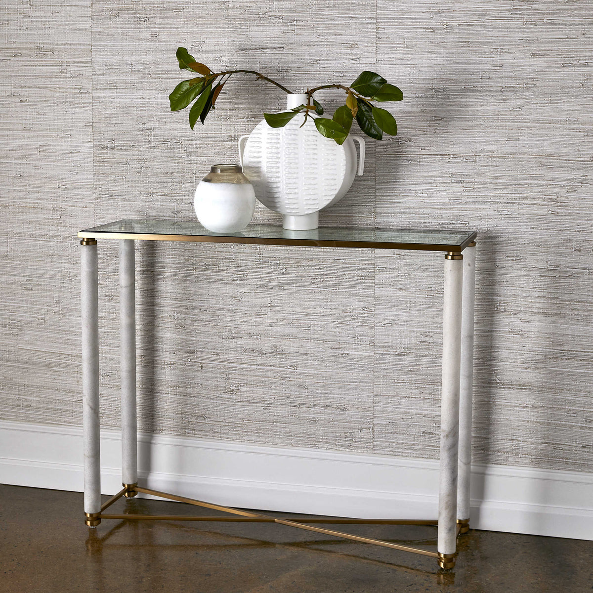 White Pillar Console Table