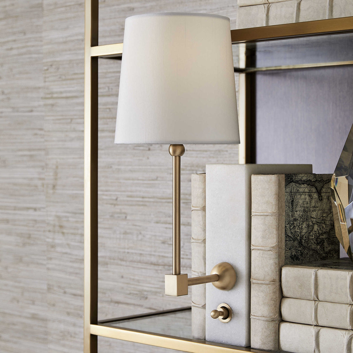 On a Shelf Mini Lamp in White Marble