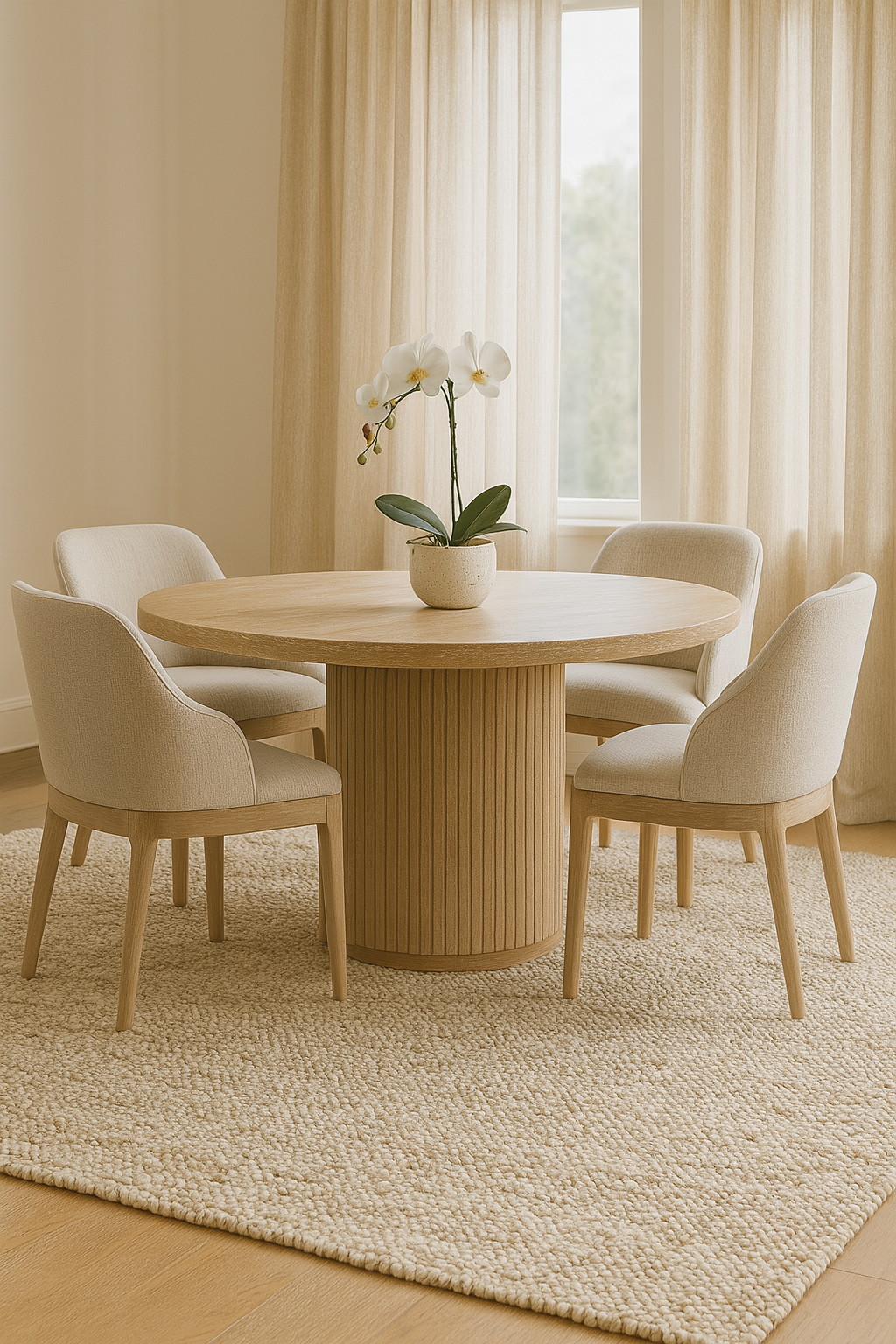 Reeded Round Dining Table in Oak - 140cm