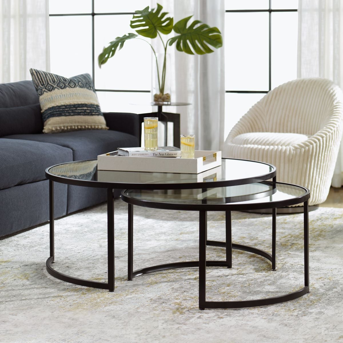 Rhea Black Nesting Coffee Tables S/2