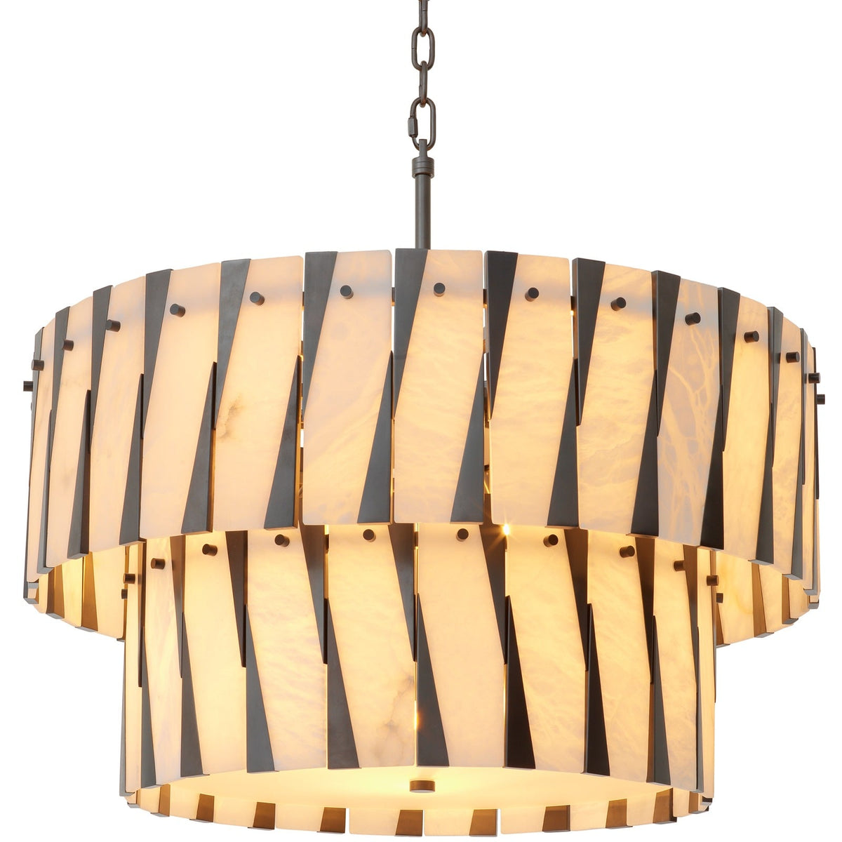 Rivington Chandelier in Bronze and Alabaster