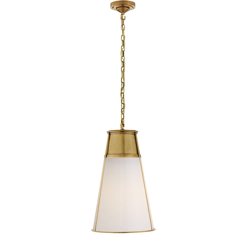 Robinson Large Pendant | Antique Brass & White Glass