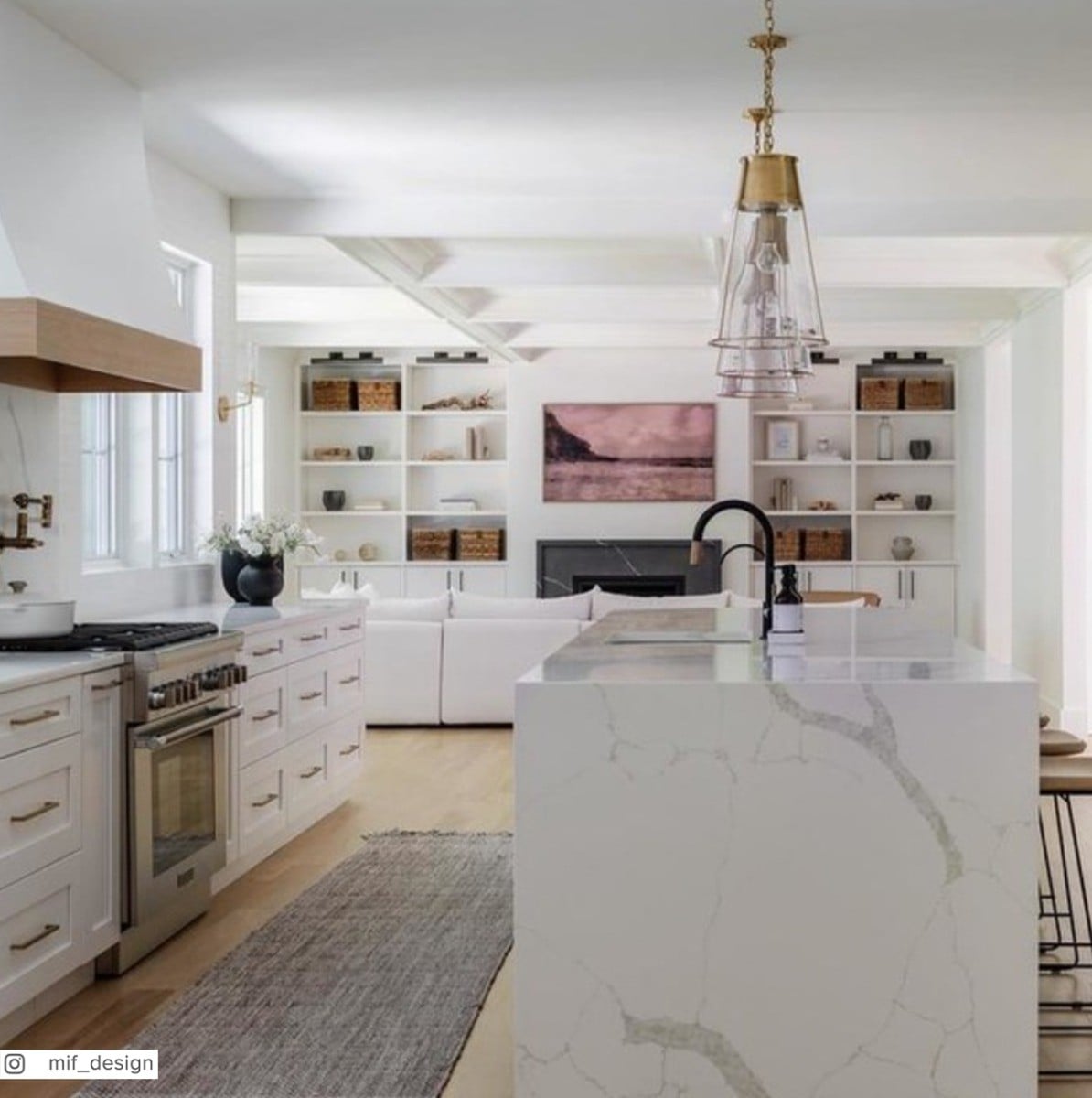Robinson Large Pendant | Antique Brass & White Glass