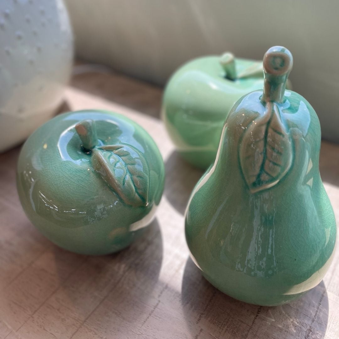 Sage Ceramic Apple Ornament