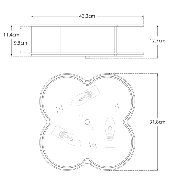 Basil 43cm Flush Mount | Gun Metal & Frosted Glass