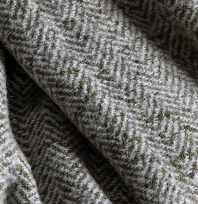 Herringbone Faux Mohair Throw Olive