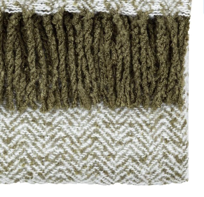 Herringbone Faux Mohair Throw Olive