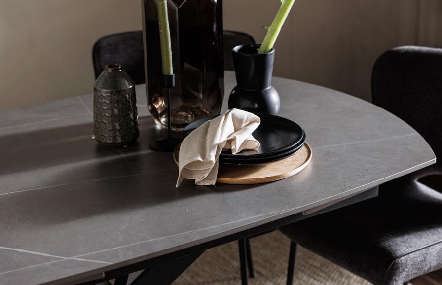Sintered Extending Dining Table in Stone - 140-200cm
