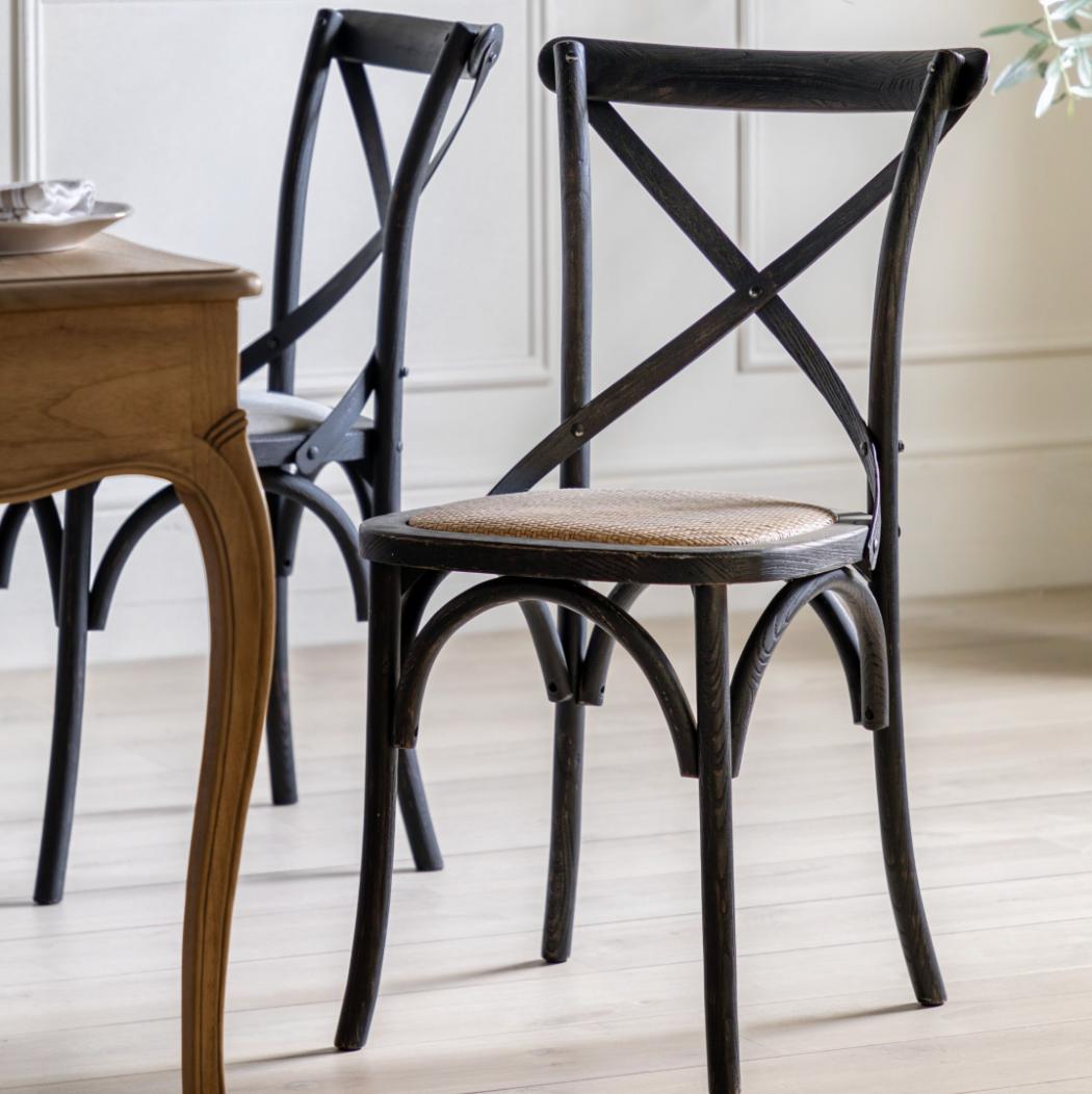 Barista Chair in Black Rattan - Set of 2