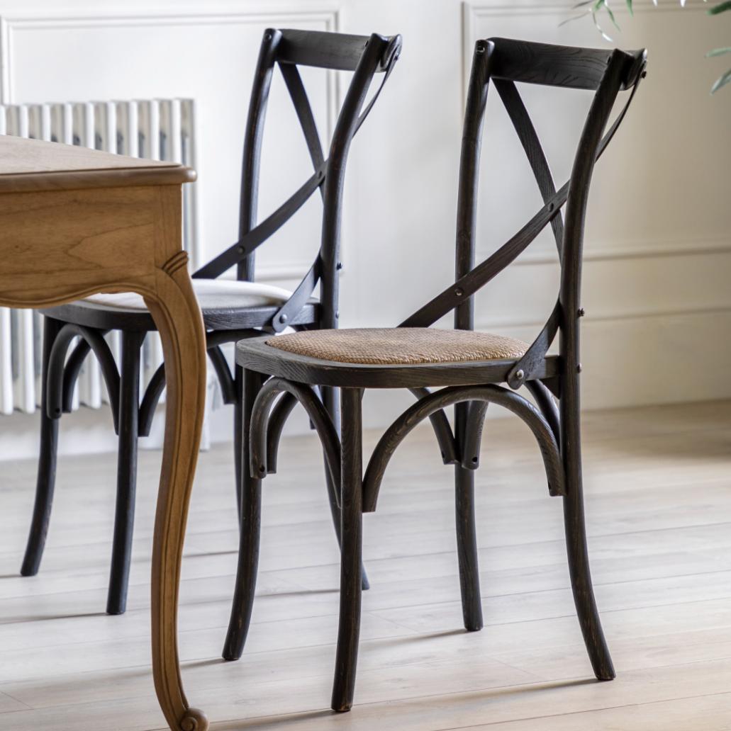 Barista Chair in Black Rattan - Set of 2
