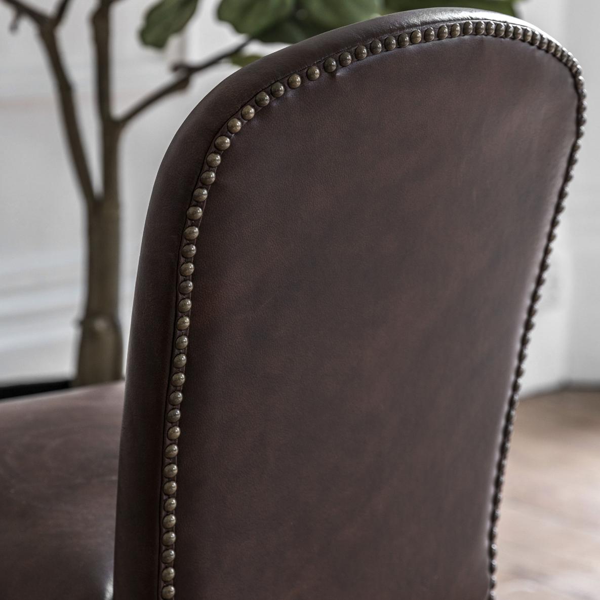Hinton Dining Chair in Brown Faux Leather - Set of 2