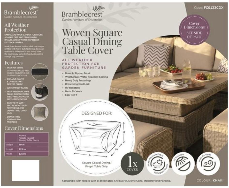 Cover for Woven Square Casual Dining Table