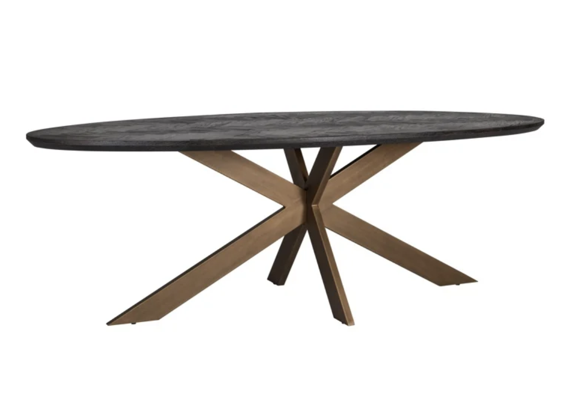 Dining Table Blackbone Brass Oval - 260cm
