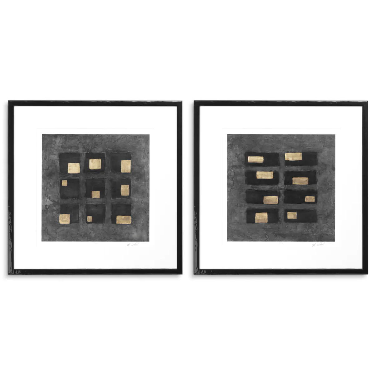 Print Washed Black Squares by Michael Willett - Set of 2