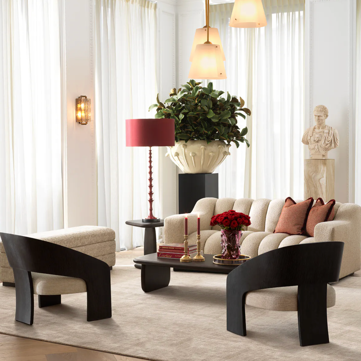 Table Lamp Arabella in Bordeaux Red