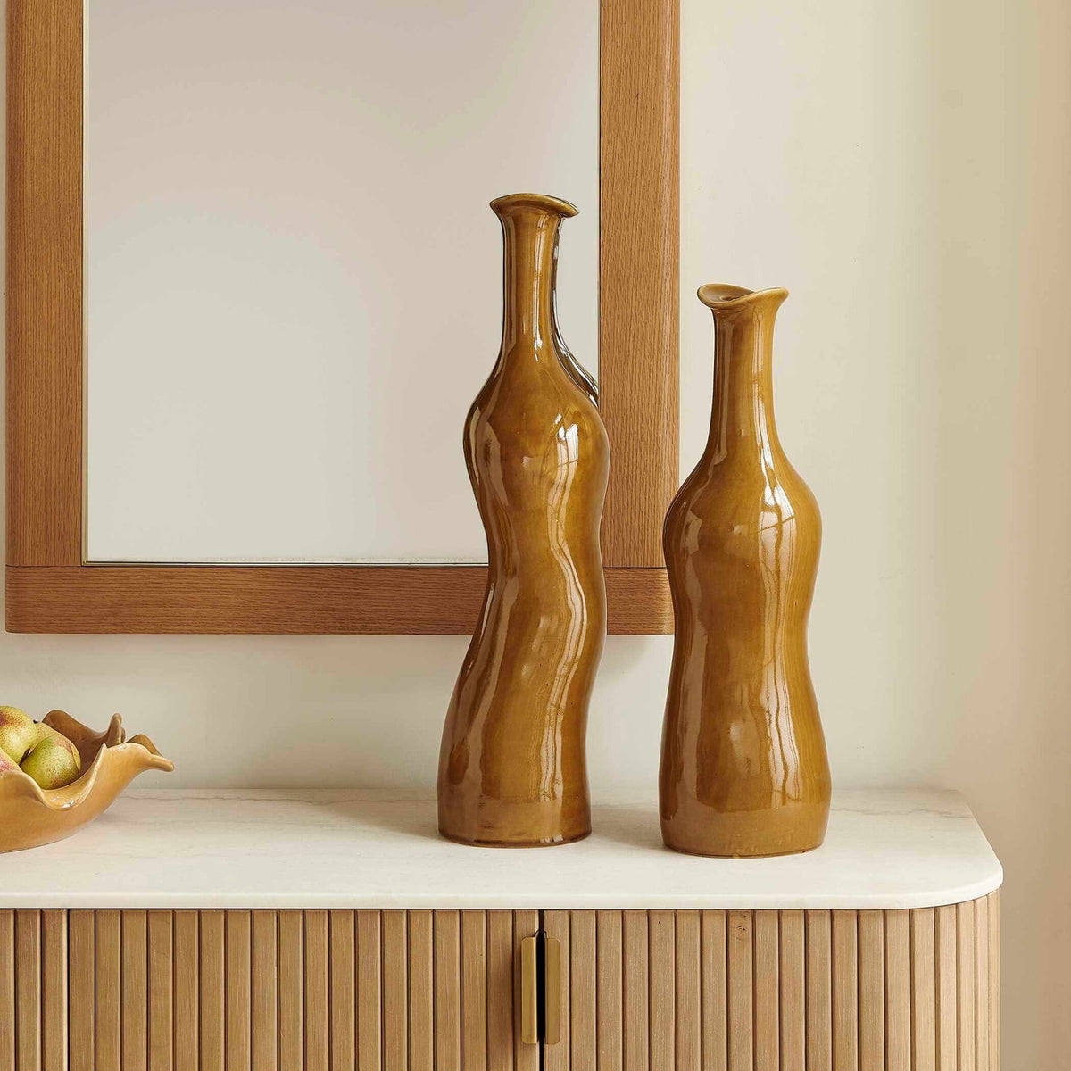 Sienna Flow Indoor-Outdoor Bottle Vases, Set of 2