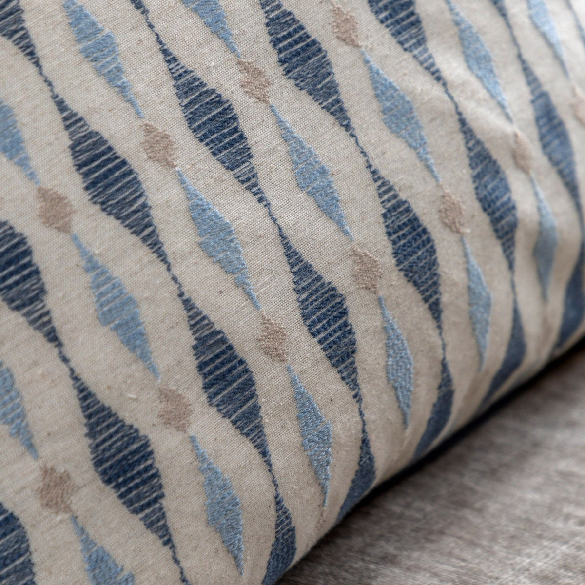 Sierra Ikat Embellished Cushion in Navy Blue