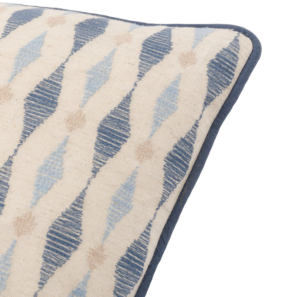 Sierra Ikat Embellished Cushion in Navy Blue