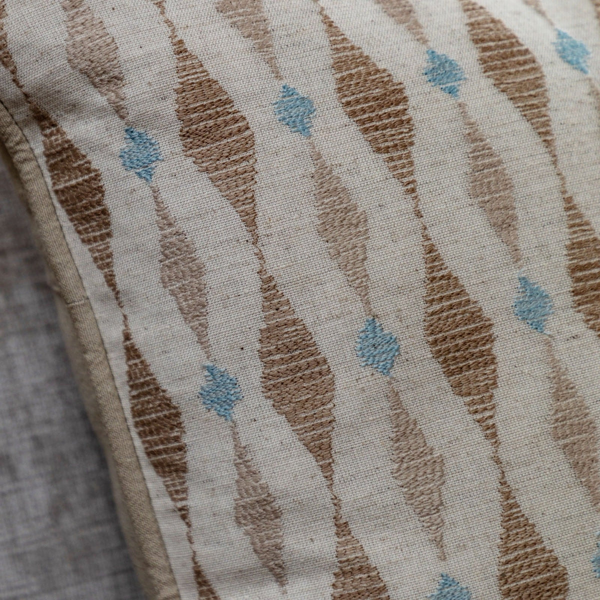 Sierra Ikat Embellished Cushion in Natural