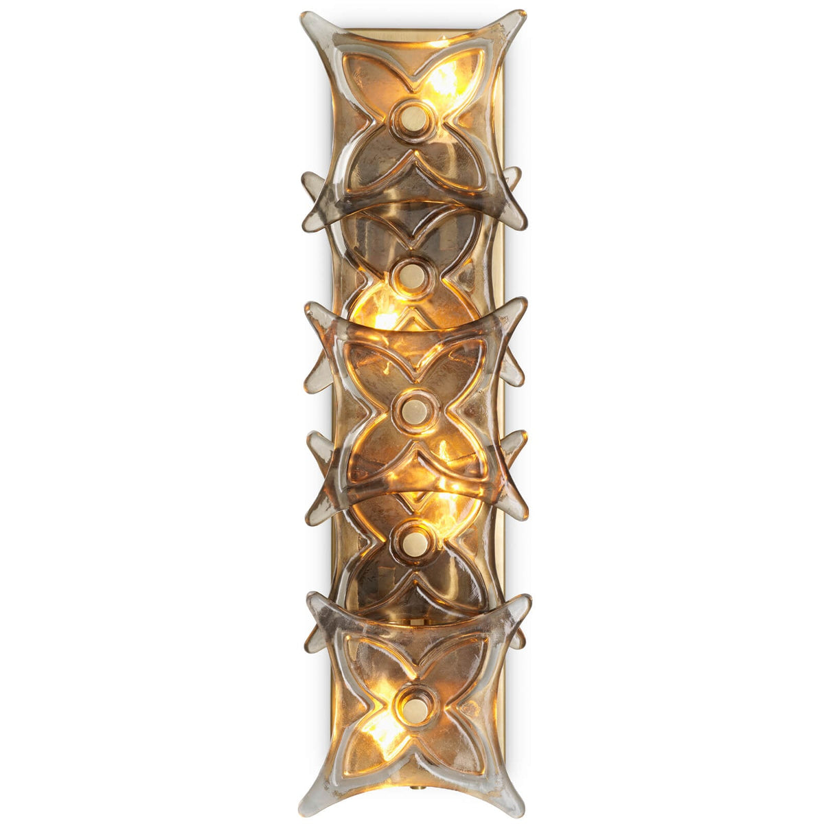 Silvaris Wall Lamp in Vintage Brass and Smoke Glass