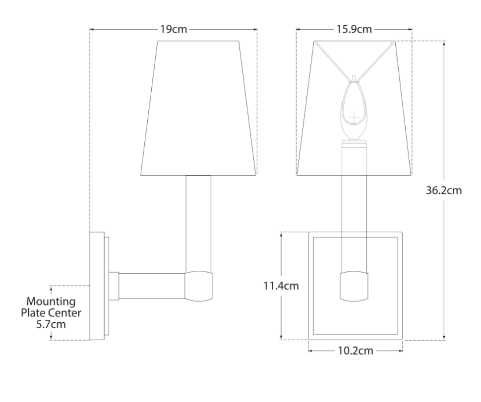 Square Tube Single Wall Light | Antiqued Brass