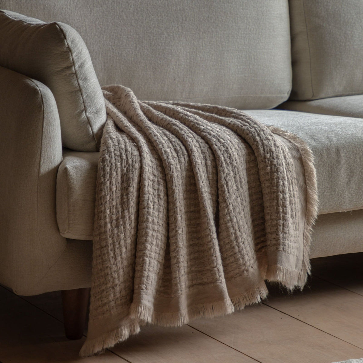 Soft Touch Waffle Throw in Natural
