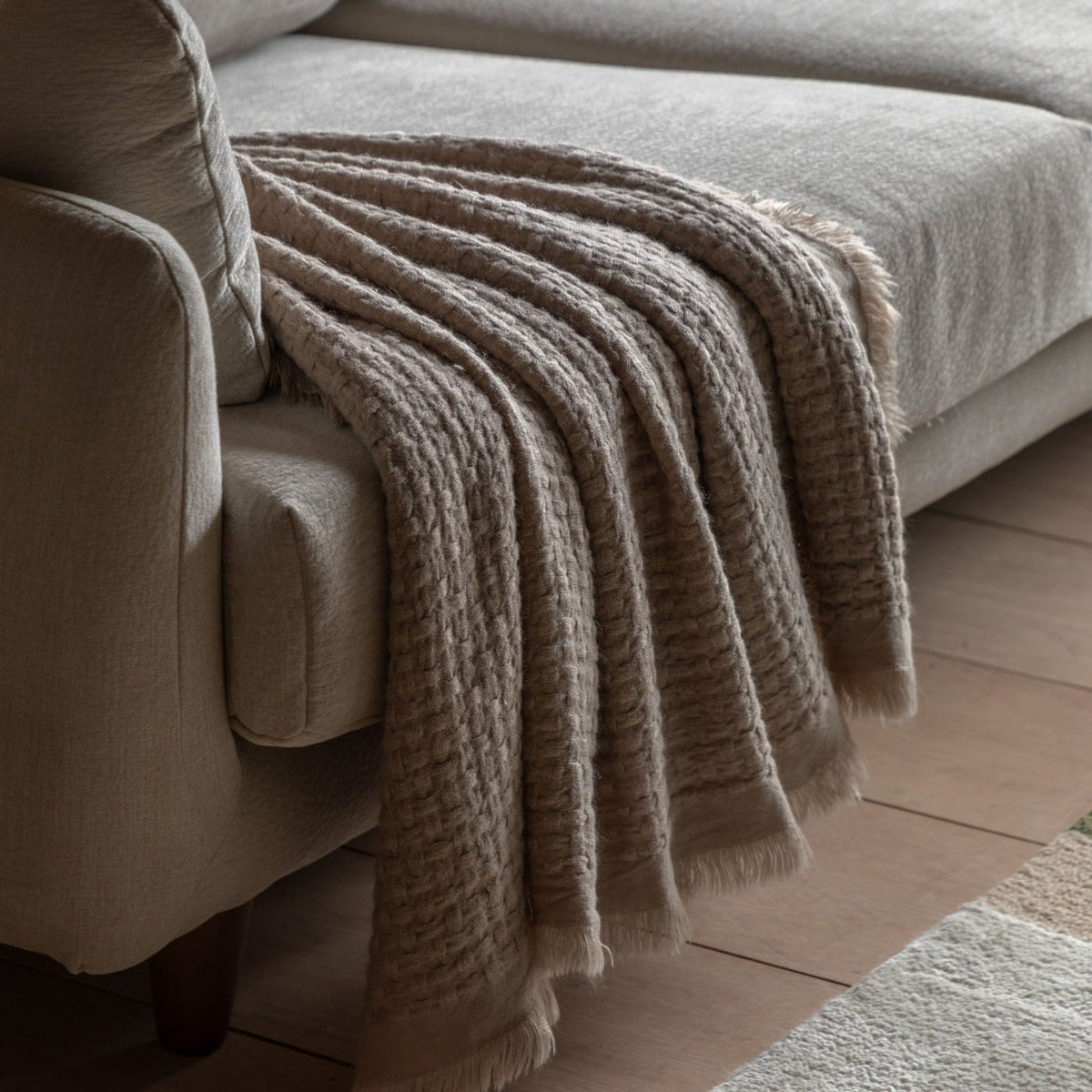 Soft Touch Waffle Throw in Natural